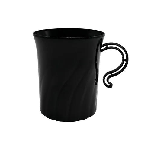 Vista 10 de Party Essentials Bistro - Taza de café de plástico duro con asa, 40 unidades, 8 onzas, color negro
