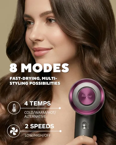 Vista 7 de Secador de pelo 2 en 1 y cápsula de esencia de fragancia, 110,000 rpm, secador iónico de alta velocidad de 1200 W con motor sin escobillas, control