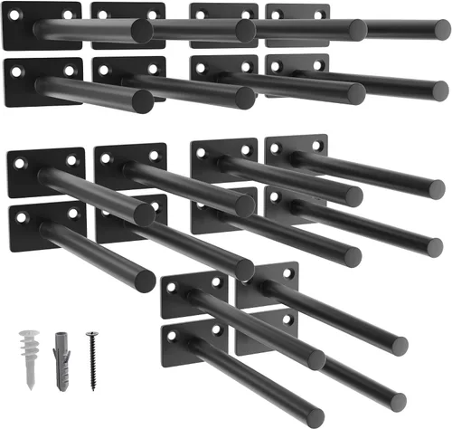 Vista 31 de 12-Pack 10 inch Floating Shelf Brackets, Hidden Shelf Bracket for Wood Negro-paquete de 12