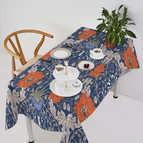Vista 120 de Mantel Floral Retro de Pájaros, Diseño Original Bohemio William Morris Estampado Cubierta de Mesa para Hogar Picnic Fiesta Comedor Cocina William
