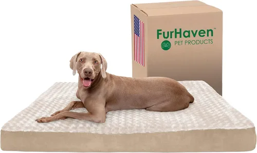 Vista 10 de Furhaven Cama de gel refrescante para perros medianos/grandes de hasta 55 libras con funda extraíble y lavable, colchón de gamuza y piel sintética