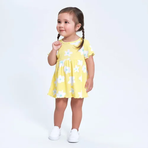 Vista 4 de Gerber Paquete de 2 vestidos de algodón de manga corta para bebés y niñas pequeñas