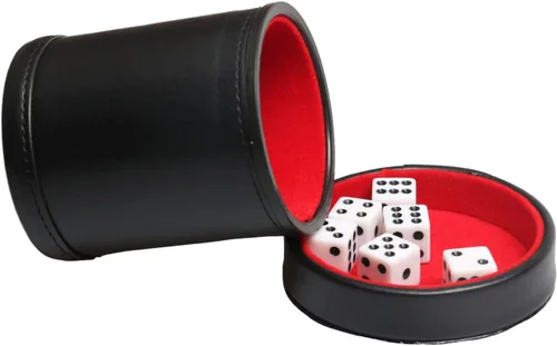 Vista 8 de Taza de dados de piel sintética con forro de terciopelo morado con tapa, incluye 6 dados translúcidos morados para mentirosos dados Farkle Yahtzee