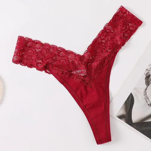 Vista 3 de Tangas sexy de encaje para mujer, traviesas para sexojuego, con espalda en T, cintura baja, cómodas, suaves, recortadas, lencería atrevida