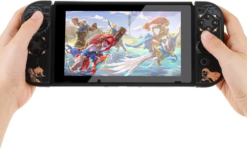 Vista 7 de Funda protectora acoplable compatible con interruptor carcasa rígida para controladores Switch y Joy-Con con 4 agarres para el pulgar funda