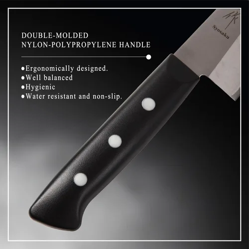 Vista 7 de Gyuto - Cuchillo de chef japonés de acero inoxidable con refuerzo, 7 pulgadas (7.087 in) apto para lavavajillas