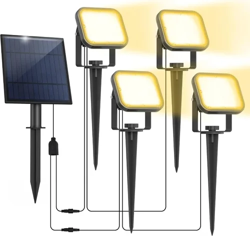 Vista 21 de Luces solares para exterior, focos de paisaje IP65 impermeables con cable de 3m, luces de pared para exterior con encendido y apagado automático