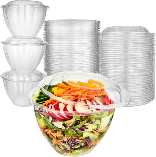 Vista 9 de Stock Your Home Cuencos de Ensalada de Plástico Transparente de 18 oz con Tapas Desechables (Paquete de 50) Mini Recipiente para Llevar con Tapa a