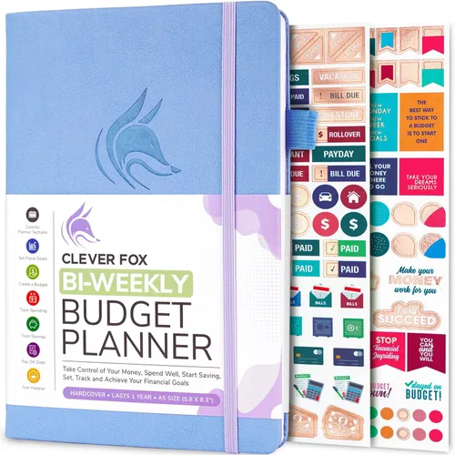 Vista 9 de Clever Fox Planificador de presupuesto bi semanal - Libro organizador financiero sin fecha - Rastreador de gastos, cuaderno de presupuestos y Negro