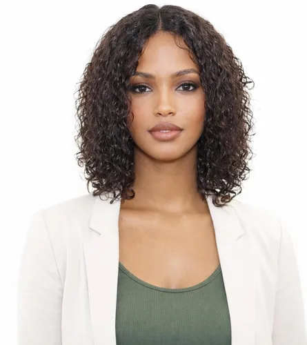 Vista 45 de Peluca de cabello humano rizado profundo de 12 pulgadas para mujeres negras, color natural Glueless T Part HD Curls Lace Front Wigs, Pre-Plucked