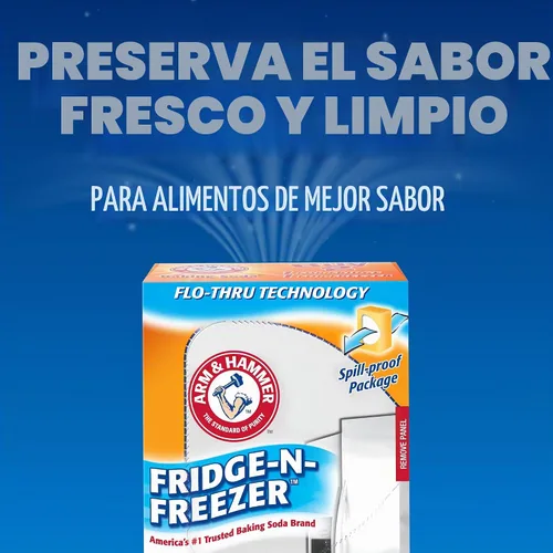 Vista 3 de Arm & Hammer Bicarbonato de Sodio Absorbedor de Olores para Nevera y Congelador, Naranja 14 oz, Paquete de 12