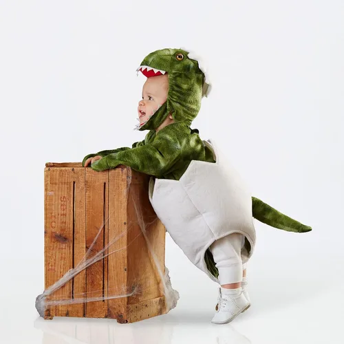 Vista 2 de Honadar Disfraz de huevo de dinosaurio para bebé recién nacido, disfraz de T-Rex verde para Halloween