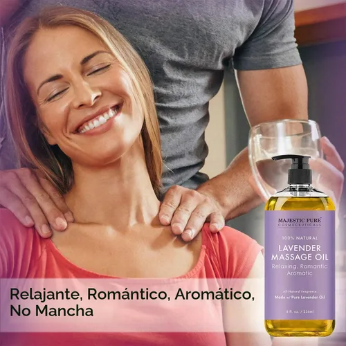 Vista 5 de Majestic Pure Aceite de masaje muscular para dolores musculares, aceite de masaje de lavanda y aceite de masaje de incienso, paquete de 8 onzas