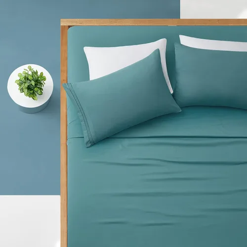 Vista 93 de Manyshofu Juego de sábanas de tamaño individual con bolsillos extra profundos, sábanas y fundas de almohada de 1800 hilos de lujo para hotel, juego
