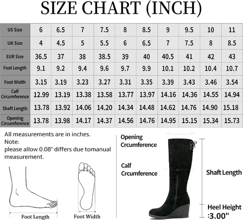 Vista 4 de Vepose Botas altas hasta la rodilla 9651 para mujer, de moda, con tacón de cuña, botas de pantorrilla para mujer