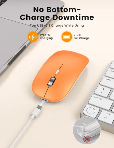 Vista 4 de SABLUTE M31 - Mouse Bluetooth para MacBook Pro/Air, iPad, mouse inalámbrico recargable de tres modos para 3 dispositivos (BT 5.2 + 2.4G), elegante