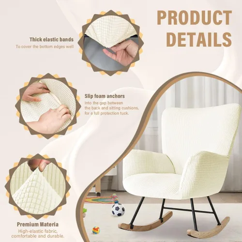 Vista 3 de Funda para silla mecedora de guardería, fundas elásticas para silla de lectura, funda de jacquard moderna para silla de lectura, protector para sala