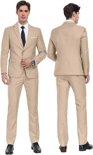 Vista 4 de Traje de 2 piezas para hombre de boda, esmoquin, chaqueta de baile de graduación, trajes ajustados de dos botones, vestido de boda, chaqueta