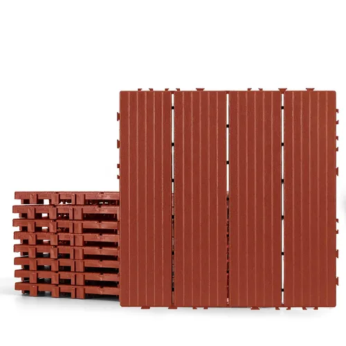 Vista 9 de Azulejos de plástico entrelazados para terraza, paquete de 12 unidades Amarillo claro