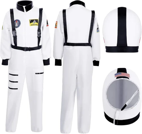 Vista 2 de Geyoga Disfraces de astronauta para niños, juego de rol con casco de astronauta para fiesta temática de cumpleaños
