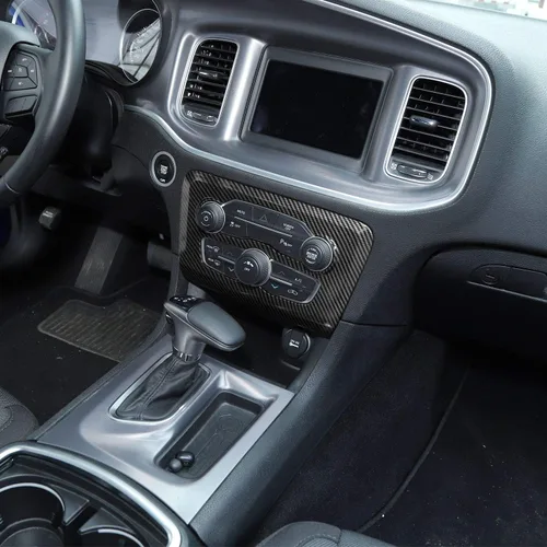 Vista 4 de Voodonala Para cargador de radio, CD, interruptor de CD, consolas centrales para Dodge Charger 2015-2026+, accesorios interiores, fibra de carbono