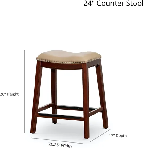 Vista 3 de DTY Indoor Living Durango - Taburete de silla de montar de 24 pulgadas, altura de mostrador, gris desgastado, cuero negro Cuero gris desgastado/negro