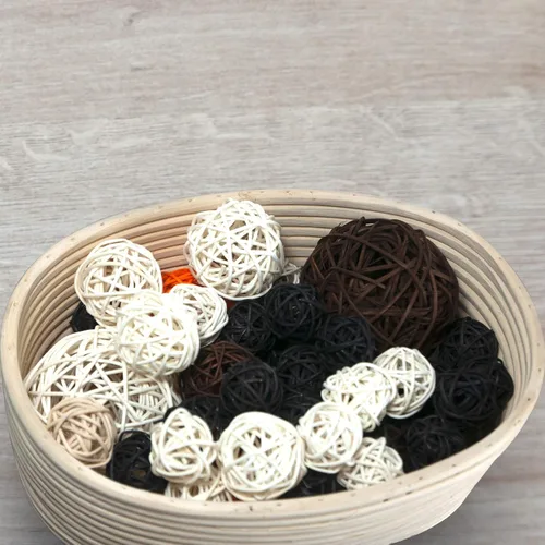 Vista 4 de 20 bolas de mimbre de ratán para decoración de mesa de boda, fiesta de Navidad (diámetro de 1.2 pulgadas, negro)