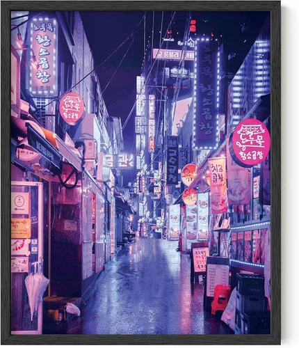 Vista 9 de RipGrip Arte de pared de neón, póster de ciudad de Seúl Corea, decoración de dormitorio para niños adolescentes, pósteres estéticos