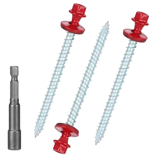 Vista 43 de Tornillos para techos de metal de 10 x 1 pulgada, tornillo para techo de chapa metálica con cabeza hexagonal negra y arandela EPDM para techos