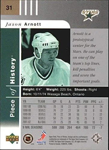 Vista 2 de 2002-03 UD Piece of History #31 Jason Arnott NHL Hockey Trading Card