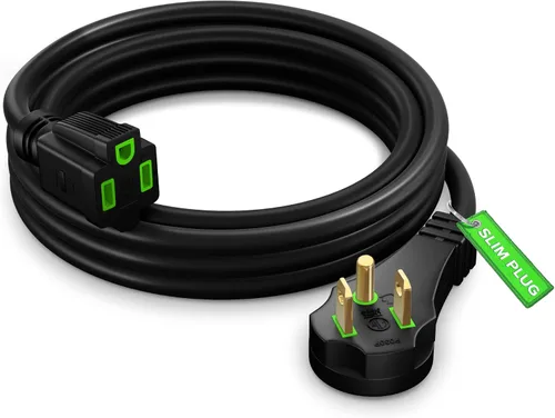 Vista 15 de Maximm Cable de extensión de enchufe plano, 1 pie, negro, perfil bajo 16AWG
