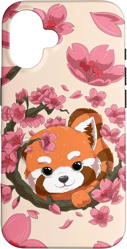 Vista 31 de Funda para iPhone 15 Pro Cute Red Panda y Sakura Cherry Blossom