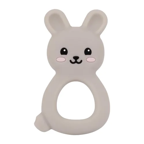Vista 3 de Mordedor de conejo para bebé, juguete de silicona de grado alimenticio para bebés de 0 a 24 meses, juguete masticable de fácil agarre con orejas