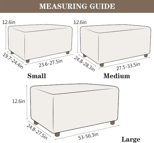 Vista 6 de Fundas otomanas elásticas de jacquard suave, fundas otomanas rectangulares de almacenamiento para reposapiés, protector de muebles de sala de estar