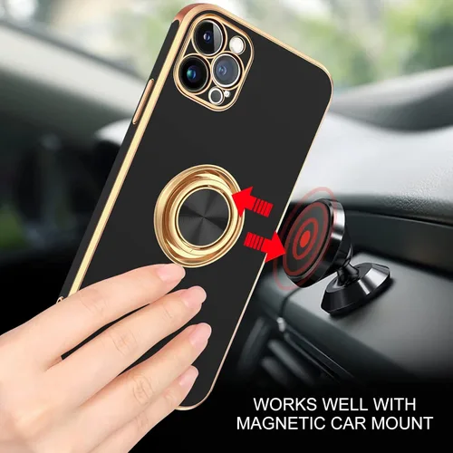 Vista 5 de BENTOBEN Funda para iPhone 13 Pro, iPhone 13 Pro, ajuste delgado, soporte de anillo de 360°, atril, soporte magnético para automóvil, soporte