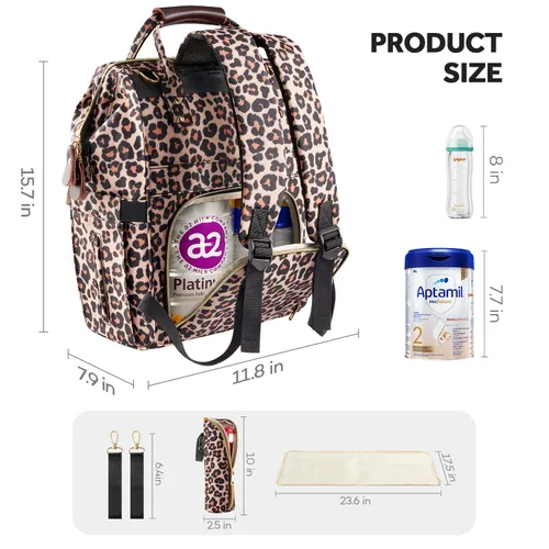 Vista 6 de LitBear Mochila para pañales, elegante y de gran capacidad, multifunción