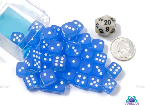 Vista 2 de Chessex DND - Juego de dados Chessex D&D de 0.472 pulgadas, juego de dados poliédricos de plástico azul y blanco esmerilado, 36 dados de mazmorras