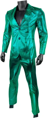 Vista 2 de Conjunto de 2 piezas con chaqueta de lentejuelas metálicas, conjunto de 2 piezas, para baile de graduación, boda, fiesta, banquete, chaqueta