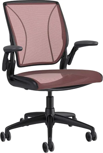 Vista 13 de Humanscale Diffrient World - Silla de escritorio de oficina – Brazos Duron ajustables – Marco negro a rayas negras respaldo y malla de asiento