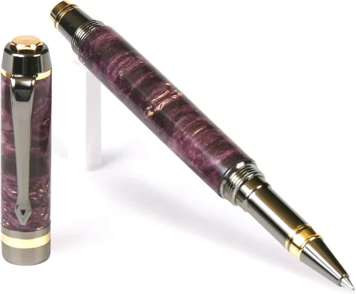 Vista 28 de Lanier Pens Pluma estilográfica Elite - Gun Metal - Negro y Blanco Ébano