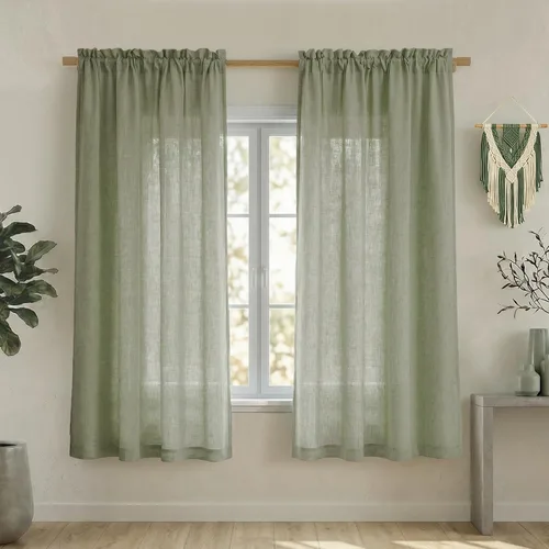 Vista 77 de Mrs.Naturall - Cortinas transparentes con bolsillo para barra de 36x63 pulgadas de lino mezclado negro