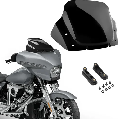 Vista 8 de Parabrisas ondulado negro de 4.5 pulgadas compatible con Harley Davidson Touring Street Glide/Electra Glide/Ultra Limited/Tri Glide FLHT FLHX FLHXS