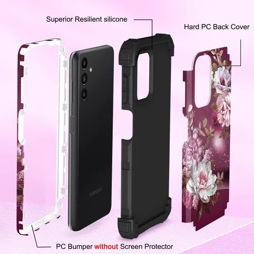 Vista 5 de Hocase Funda para Galaxy A13 5G, resistente a los golpes, protección de goma de silicona suave, funda protectora híbrida de plástico duro
