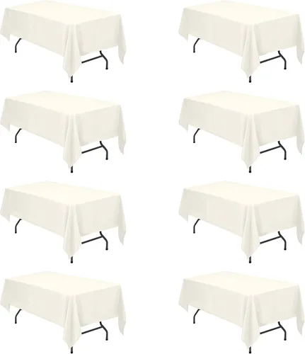 Vista 46 de BRILLMAX - Manteles para mesa rectangular de 6 pies, tela de lino de poliéster, lavable, para boda, recepción, banquete, fiesta de cumpleaños, 60 x