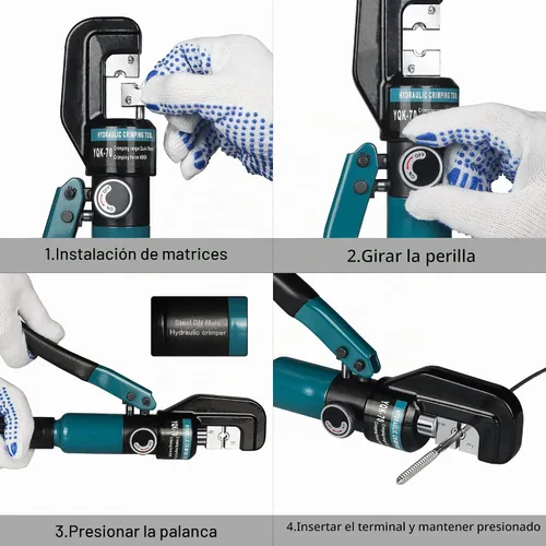 Vista 4 de DN Mate Herramienta de prensado hidráulico/crimpadora hidráulica para herrajes de barandilla de cable de acero inoxidable, herramienta de prensado