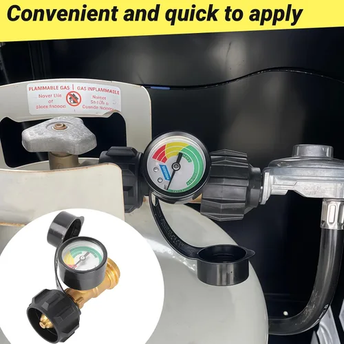 Vista 4 de Medidor de tanque de propano apto para autocaravanas, cilindros, parrillas de gas, calentadores, autocaravanas y más, conexión QCC1/tipo 1