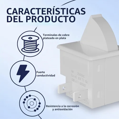 Vista 3 de RVMARINEPAT Interruptor de luz de puerta de refrigerador, 2 pines NC 6A 250 V CA, interruptor momentáneo para nevera con herramienta de barra