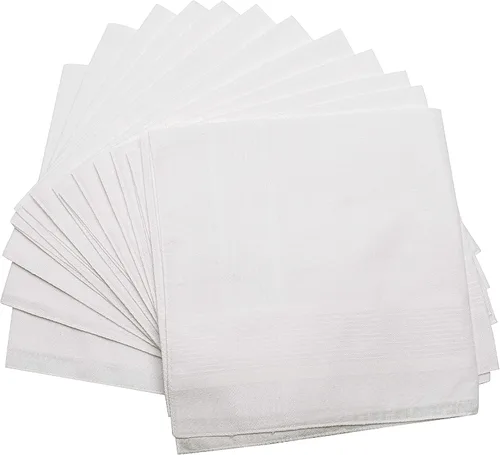 Vista 4 de Causa Forcia Pañuelos de algodón para hombre gruesos suaves de algodón blanco turco paquete de 12 Blanco
