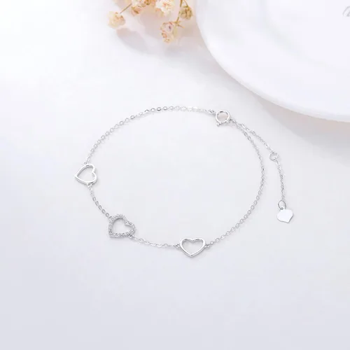 Vista 3 de SISGEM 14k Gold Diamond Heart Bracelet for Women, Love Jewelry for Wife, Gifts for Her, 6.8-8.4 Inch