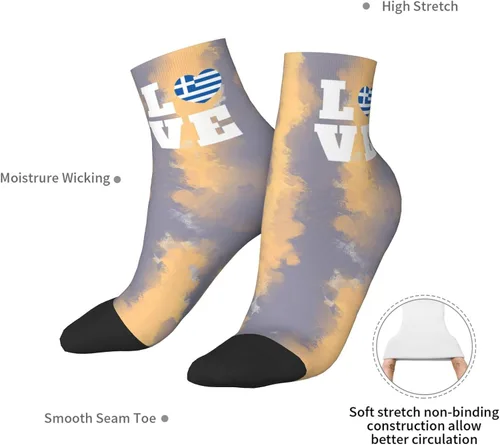 Vista 7 de Love Greece Flag Greek Heart Ankle Socks Winter Low Cut Sports Warm Comfort Breathable Casual Socks For Mens And Womens